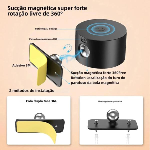 Imagem de Arandelas de Parede LED com Brilho Ajustável - 3 Modos de Cor, 2000mAh, 360 Graus, Bateria