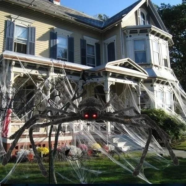 Imagem de Aranha de Pelúcia Gigante para Decoração de Halloween - Adereço para Festa e Brincadeiras