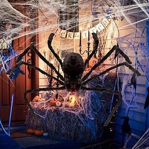 Imagem de Aranha de Pelúcia Gigante para Decoração de Halloween - Adereço para Festa e Brincadeiras