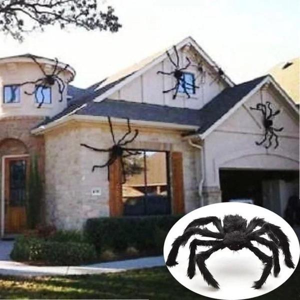 Imagem de Aranha de Pelúcia Gigante para Decoração de Halloween - Adereço para Festa e Brincadeiras