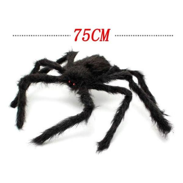 Imagem de Aranha De Pelúcia Peluda Gigante 75cm Decoração Halloween Decorativa Parede Teto Teia Decoração Enfeite