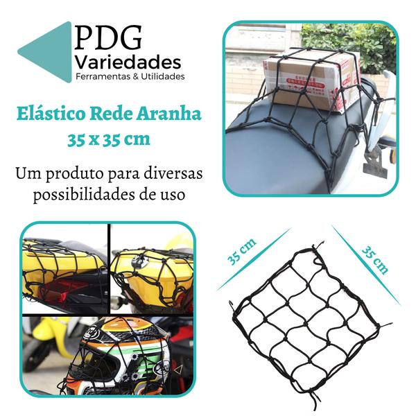 Imagem de Aranha Estique 35x35 Rede Elástico P/ Capacete Bagagem Moto