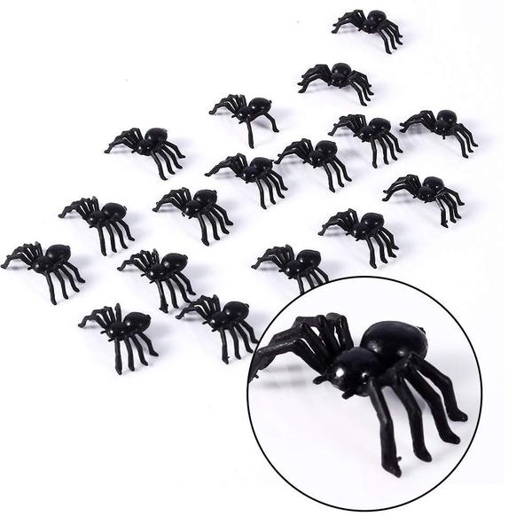 Imagem de Aranhas decorativas Sorandy Halloween 50 unidades de plástico preto de 2 cm