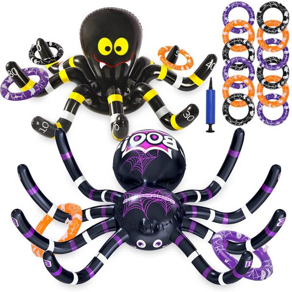 Imagem de Aranhas infláveis Ring Toss Game Max Fun Halloween, pacote com 2 aranhas