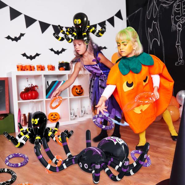 Imagem de Aranhas infláveis Ring Toss Game Max Fun Halloween, pacote com 2 aranhas