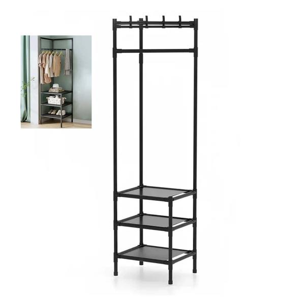 Arara Cabideira de Canto Prateleira 3 Andares Rack Sapateira Gancho Casaco Multiuso Calçado Chinelo Roupa Blusa Organização Versatil Resistente - AB MIDIA Imagem de Arara Cabideira de Canto Prateleira 3 Andares Rack Sapateira Gancho Casaco Multiuso Calçado Chinelo Roupa Blusa Organização Versatil Resistente