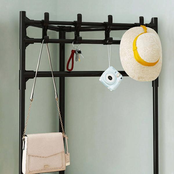 Arara Cabideira de Canto Prateleira 3 Andares Rack Sapateira Gancho Casaco Multiuso Calçado Chinelo Roupa Blusa Organização Versatil Resistente - AB MIDIA Imagem de Arara Cabideira de Canto Prateleira 3 Andares Rack Sapateira Gancho Casaco Multiuso Calçado Chinelo Roupa Blusa Organização Versatil Resistente