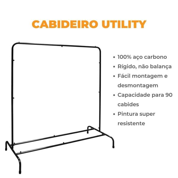 Imagem de Arara Cabideiro Paris Até 50Kg - Aço - Preto