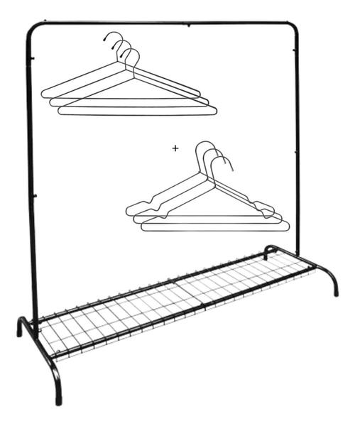 Imagem de Arara Cabideiro Roupa Sapateira Grande Quarto Loja Com 6 Cabides