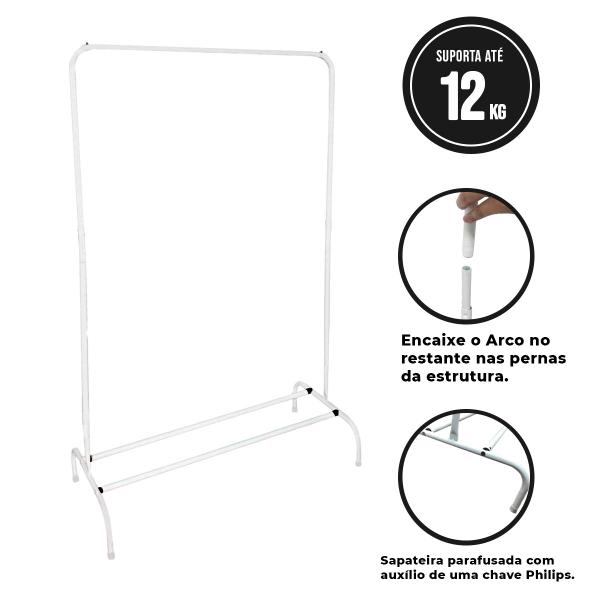 Arara De Roupa Cabideiro Aço Industrial C/Suporte Para Sapato - Ferragens Me Imagem de Arara De Roupa Cabideiro Aço Industrial C/Suporte Para Sapato