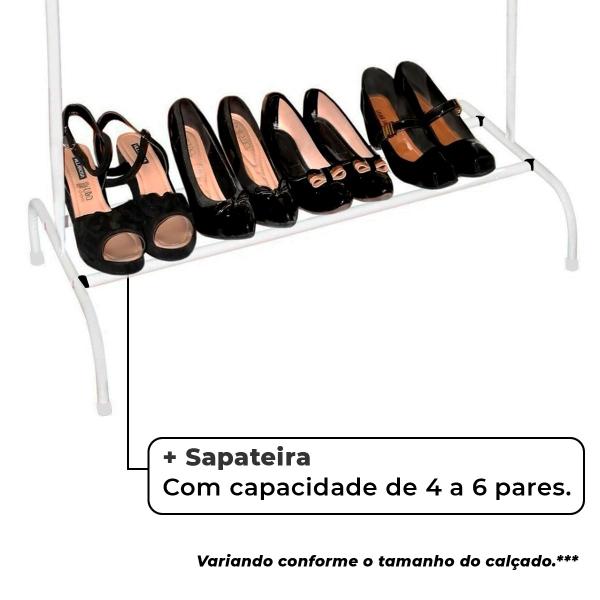 Arara De Roupa Cabideiro Aço Industrial C/Suporte Para Sapato - Ferragens Me Imagem de Arara De Roupa Cabideiro Aço Industrial C/Suporte Para Sapato