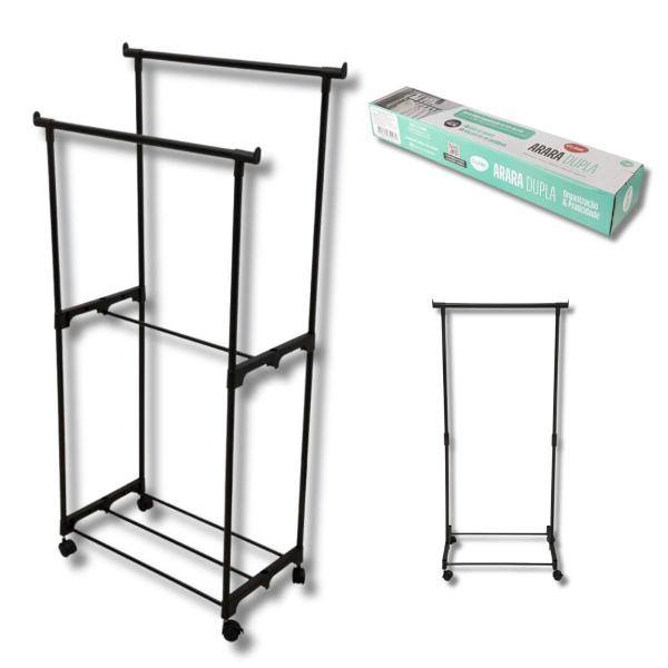 Arara Dupla Closet Cabideiro Plástico E Ferro Clink 5Kg Top Imagem de Arara Dupla Closet Cabideiro Plástico E Ferro Clink 5Kg Top