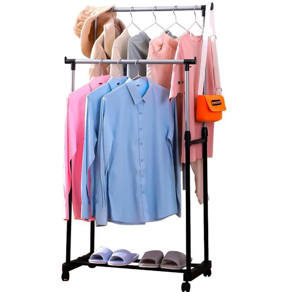 Arara Dupla De Roupas Altura Regulável Sapateira E Rodinhas - Holtter Home Design Arara Dupla De Roupas Altura Regulável Sapateira E Rodinhas - Holtter Home Design