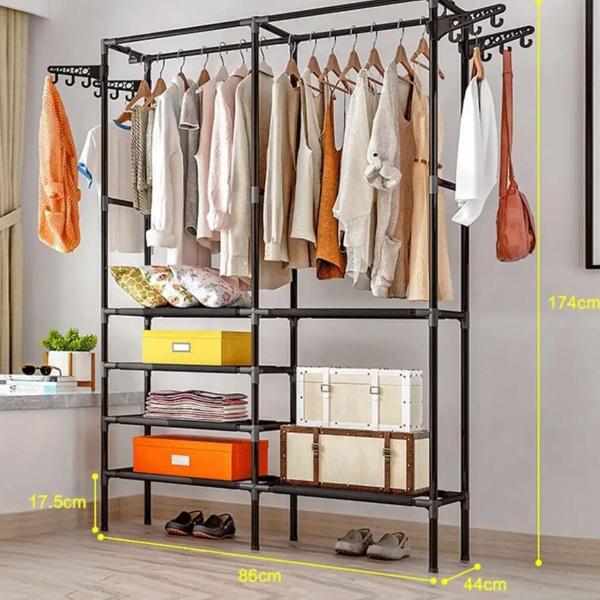 Imagem de Arara Dupla Estante Cabideiro Closet Organizador até 12Kg