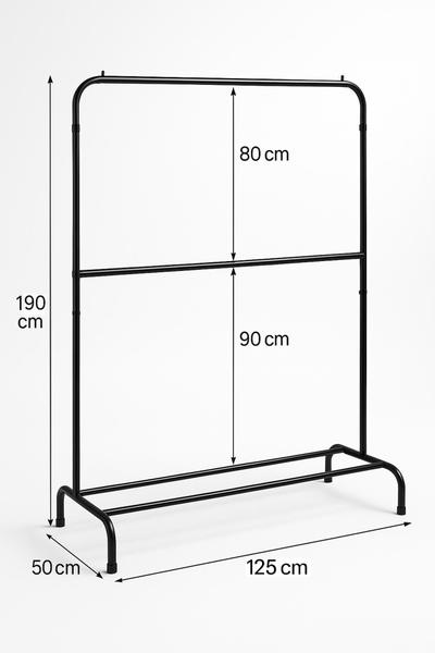 Arara Dupla Para Roupas Com Sapateira 100 Aço Suporta 180 Cabides