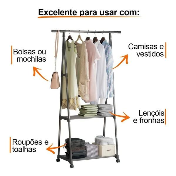 Imagem de Arara Organizador De Roupa Cabideiro Guarda Sapateira Cabide Multiuso