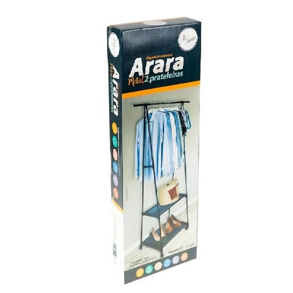 Imagem de Arara Organizadora de Metal para Roupas Sapateira Com Prateleiras e Rodas 150cm