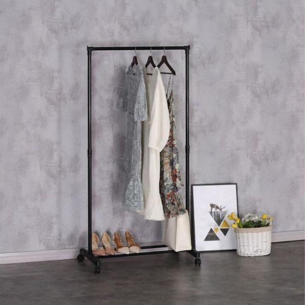 Imagem de Arara Para Roupas Cabideiro Com Rodinha 1,30x65 cm Closet Movel Regulavel da marca Clink