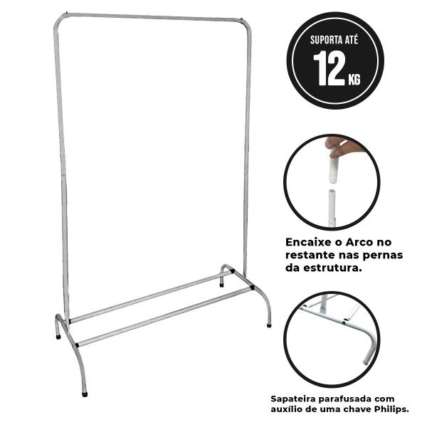 Arara Roupa Cabideiro Aço Guarda Roupa Industrial Sapateira Cinza - Ferragens Me Imagem de Arara Roupa Cabideiro Aço Guarda Roupa Industrial Sapateira Cinza