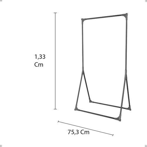 Imagem de Arara Triangular Cabideiro De Roupas 1,33m Otimizee Preta