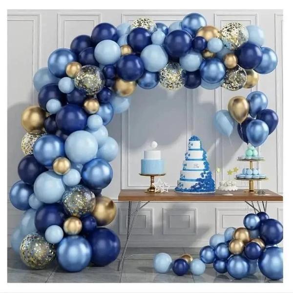 Imagem de Arco de Balões Azul com 72 Peças - Decoração para Festa, Casamento e Aniversário