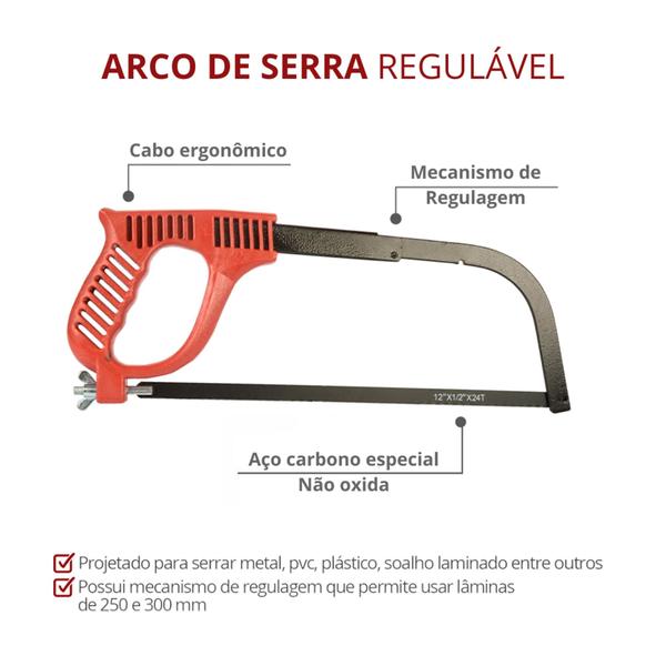 Imagem de Arco De Serra Regulável Com Tamanho De 369mm X 137mm Durín