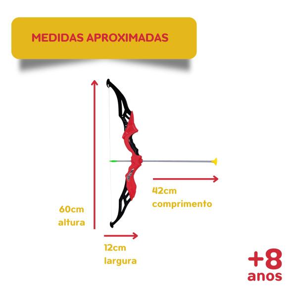 Imagem de Arco e Flecha Ponta de Ventosa Vermelho Brinquedo DM Toys