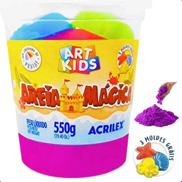 Imagem de Areia Mágica Cinética +3 Forminhas Brinquedo infantil Art Kids 550g 