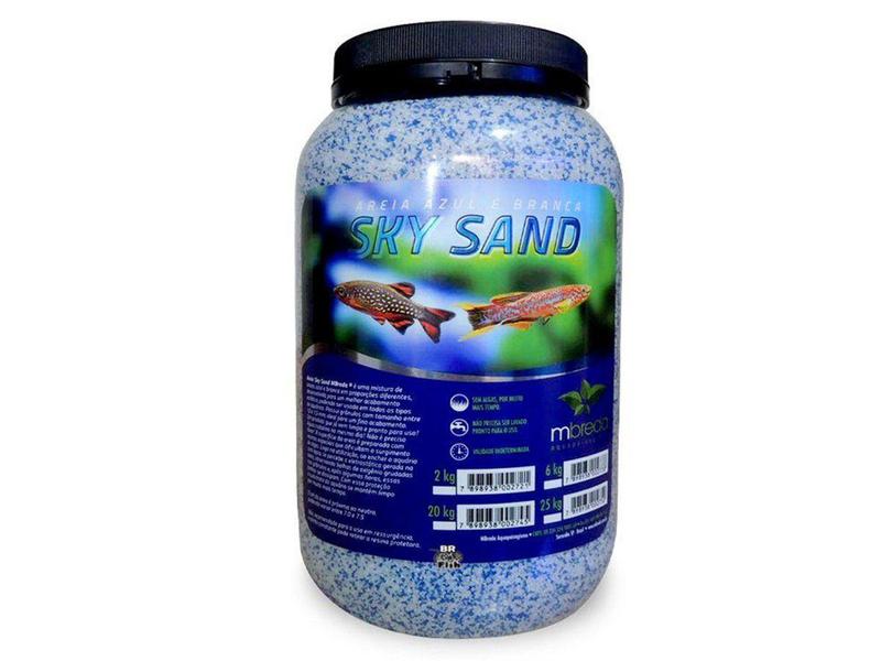 Imagem de Areia Sky Sand Mbreda Branca Azul Peixes Coloridos Pote 6Kg