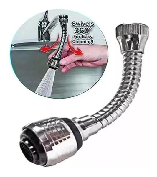 Arejador Extensor Flexível Cromado Para Torneira De Cozinha - Novo Seculo Imagem de Arejador Extensor Flexível Cromado Para Torneira De Cozinha
