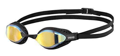 Imagem de arena Air-Speed Anti-Fog Swim Goggles para homens e mulheres, espelho de cobre amarelo / preto