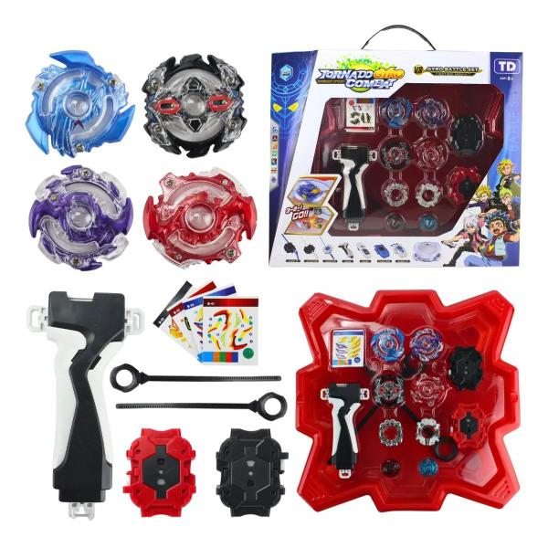 Arena Batalha Gyro Combat Com 2 Beyblades + Arena + Lançadores - Battle Imagem de Arena Batalha Gyro Combat Com 2 Beyblades + Arena + Lançadores