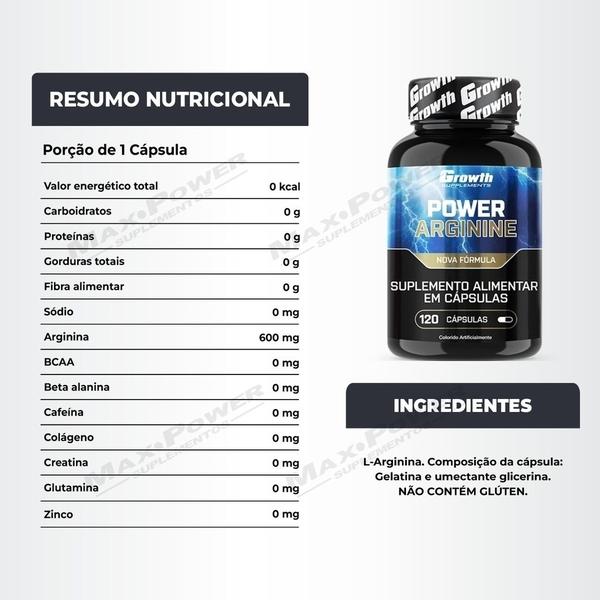 Arginina 120 Caps + Bcaa 120 Caps Growth Supplements Imagem de Arginina 120 Caps + Bcaa 120 Caps Growth Supplements