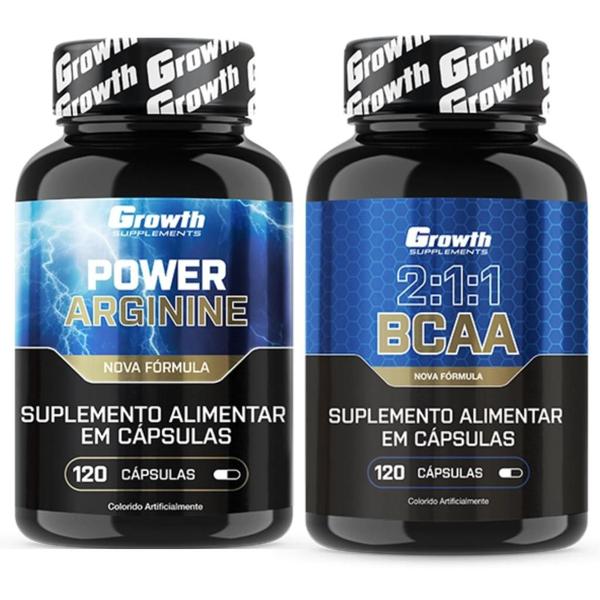 Arginina 120 Caps + Bcaa 120 Caps Growth Supplements Imagem de Arginina 120 Caps + Bcaa 120 Caps Growth Supplements