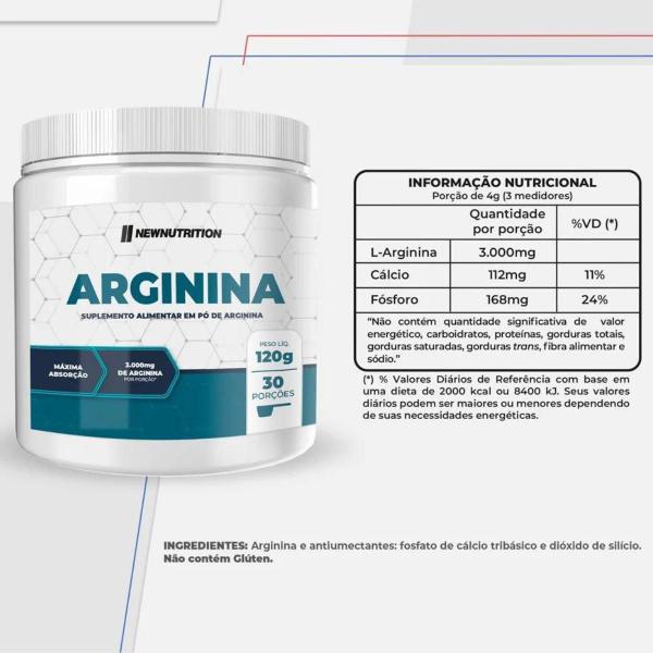 Imagem de Arginina Com Cálcio E Fósforo 120g New Nutrition 3 unidades