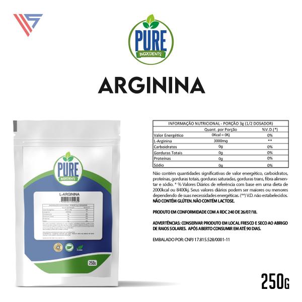 Imagem de Arginina em Pó 250g  Pura Pure Athletic