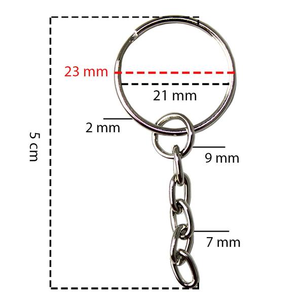 Imagem de Argola 23mm Branca Resistente Com Corrente + Triângulo 8mm - 500 Unidades