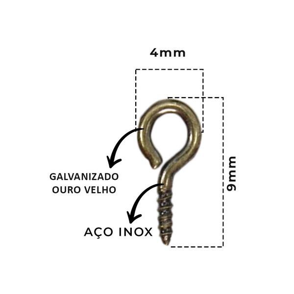 Imagem de Argola 23mm Com Corrente Ouro Velho Com Pitão Rosqueável 9mm - 1000 Unidades