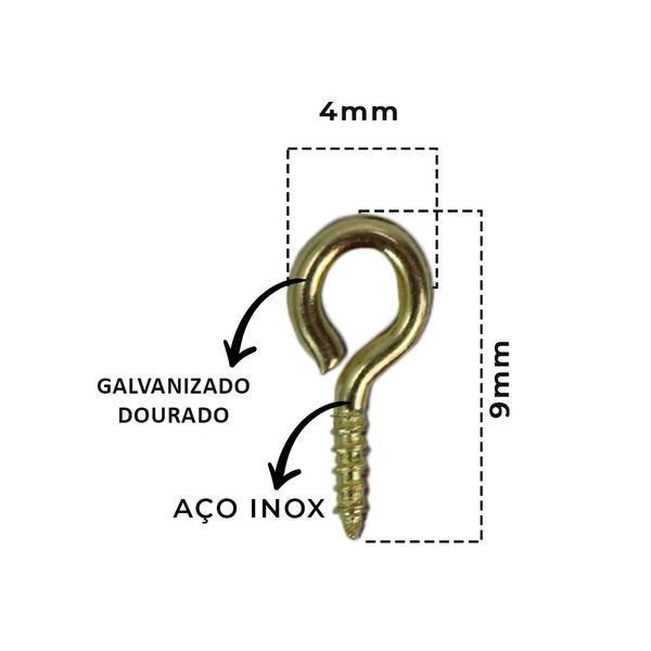 Imagem de Argola 23mm Com Gancho Mini Pitão Rosqueável 9mm Dourado Com 500 Peças