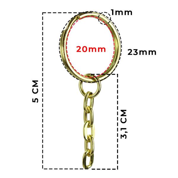 Imagem de Argola 23mm Com Gancho Mini Pitão Rosqueável 9mm Dourado Com 500 Peças