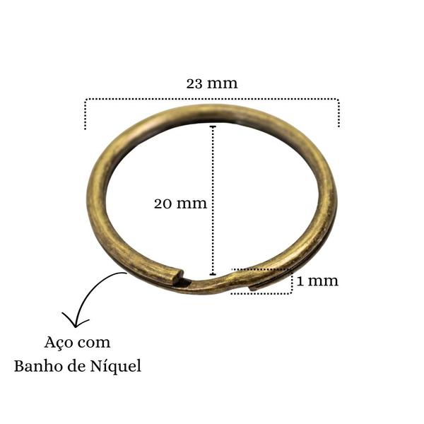 Imagem de Argola 23mm Para Chaveiro Ouro Velho Sem Corrente Com 500 Unidades