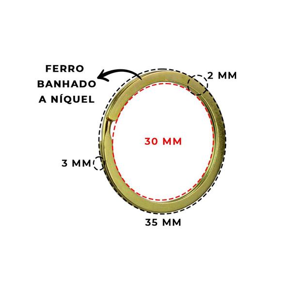 Imagem de Argola 35mm Italiana Reforçada Banhada A Níquel Dourada - 300 Unidades