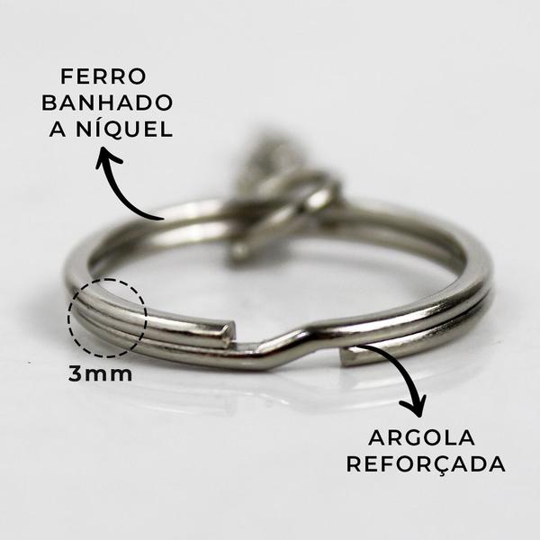 Imagem de Argola Batida Reforçada 23mm + Elo Triangular Aço Niquelado