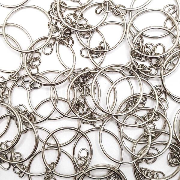 Argola Chaveiro Metal Níquel 25mm 1000pçs com Corrente - Macall Imagem de Argola Chaveiro Metal Níquel 25mm 1000pçs com Corrente