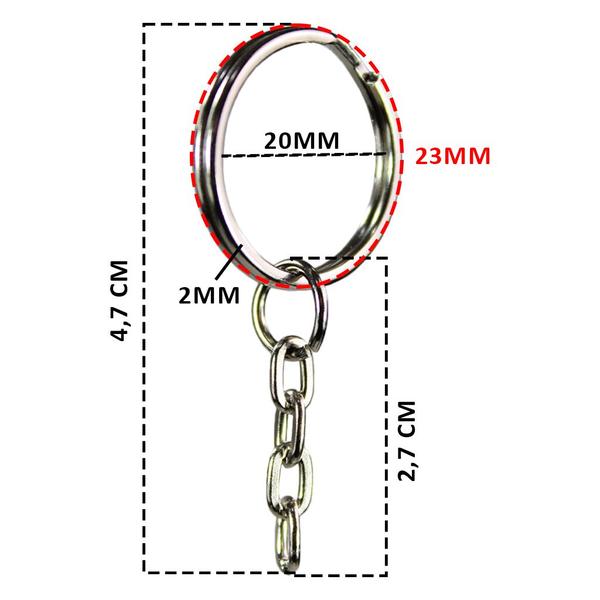 Imagem de Argola Com Corrente Chaveiro 23mm Dourada & Triangulos 3000 Unidades - Atacado