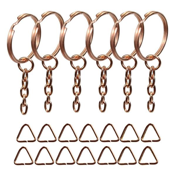 Imagem de Argola Com Corrente Rose Gold Para Chaveiro 23mm E Triângulo 500 Unidades