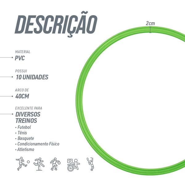 Imagem de Argola de agilidade 40cm esporte treino futebol 10un - Verde