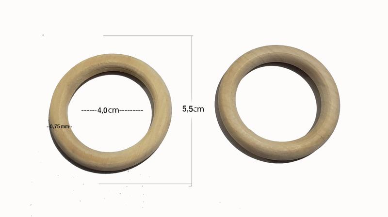 Imagem de Argola de Madeira 6.0 55 mm para Artesanato Macramê PCT c/50 unidades