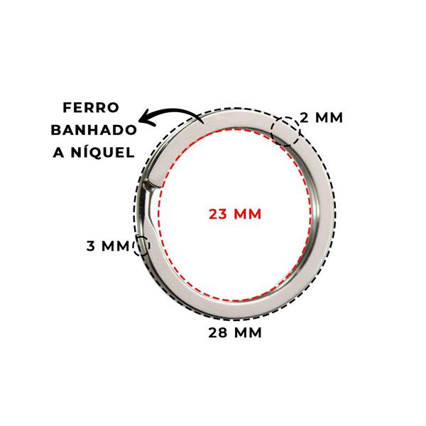 Imagem de Argola Italiana 28mm Sem Corrente Resistente Prata Com 100 Unidades