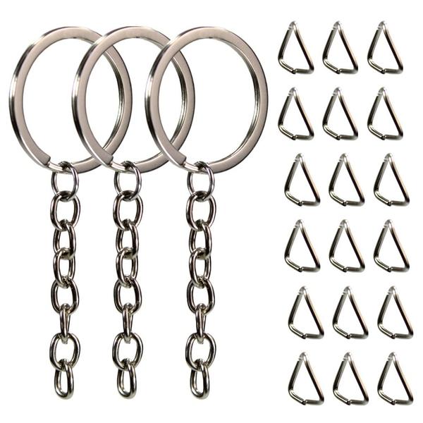 Argola Para Chaveiro C/ Corrente - 28mm + Elo Triangulo 8mm - 10 Peças - RussoArt Imagem de Argola Para Chaveiro C/ Corrente - 28mm + Elo Triangulo 8mm - 10 Peças